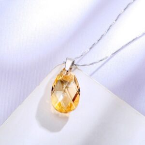 Silver Yellow Zircon Drops Pendant Necklace
