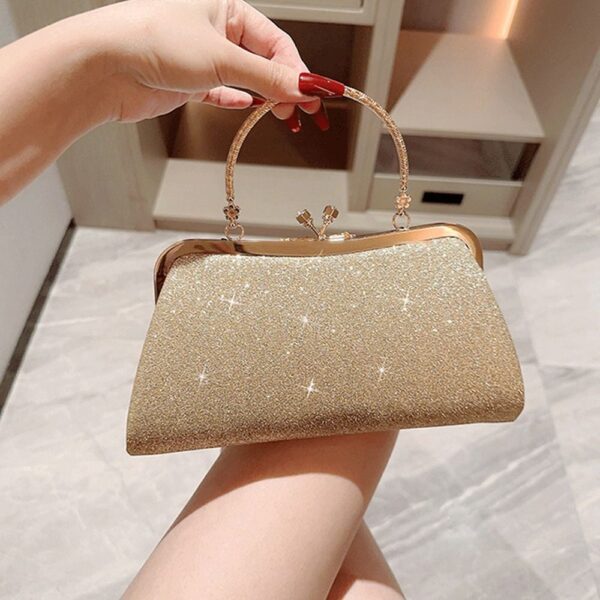 Gold Sequin Chain Handbags - Image 2