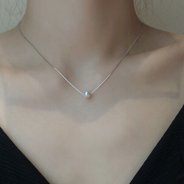 18k Gold Plated White Round Pearl Necklace - Image 4