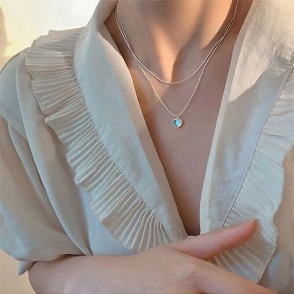 925 Silver Filled Heart Moonstone Necklace - Image 2