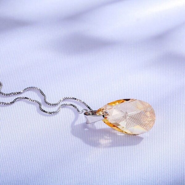 Silver Yellow Zircon Drops Pendant Necklace - Image 2