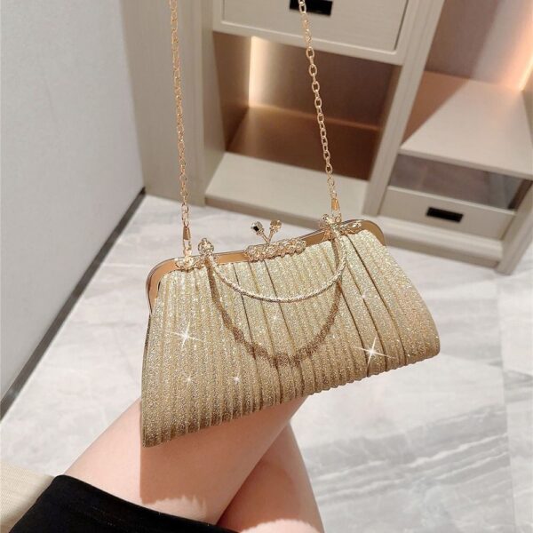 Gold Sequin Chain Handbags - Image 3