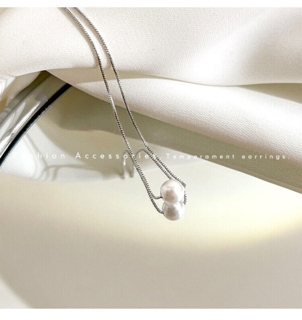 18k Gold Plated White Round Pearl Necklace - Image 2