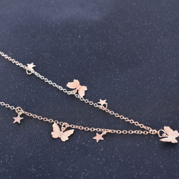 Stars Butterfly Pendant Silver Chain Necklace - Image 3