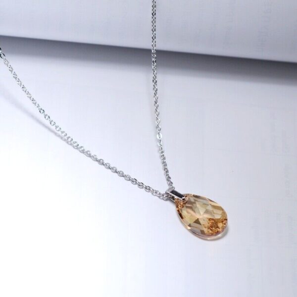 Silver Yellow Zircon Drops Pendant Necklace - Image 3