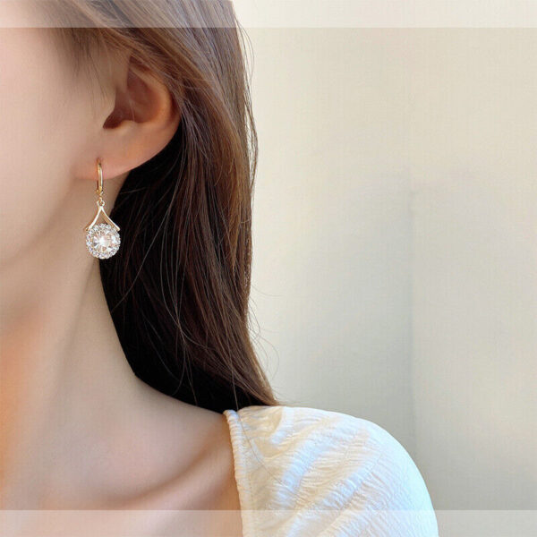 Dangle Drop Crystal 18k Gold Earrings - Image 3