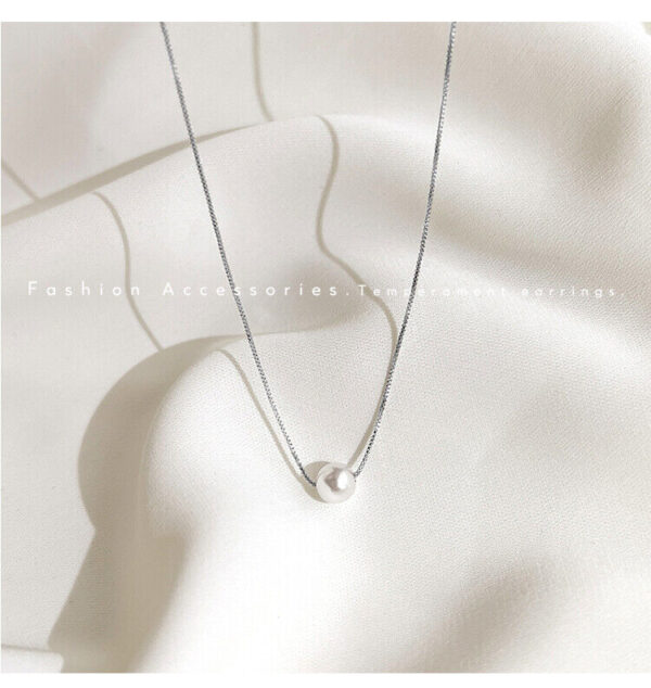 18k Gold Plated White Round Pearl Necklace - Image 3