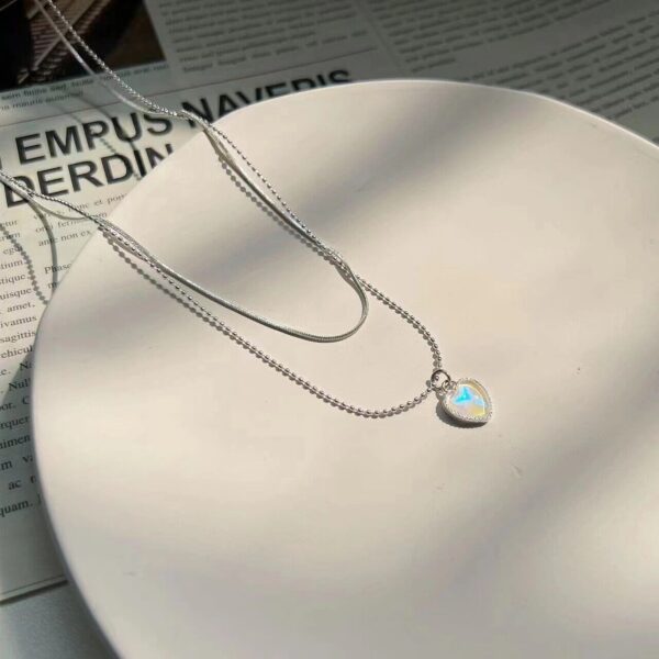 925 Silver Filled Heart Moonstone Necklace - Image 4