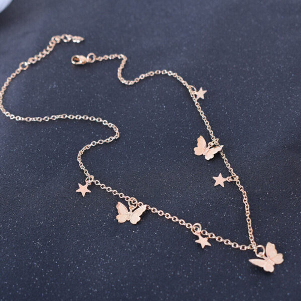 Stars Butterfly Pendant Silver Chain Necklace - Image 4