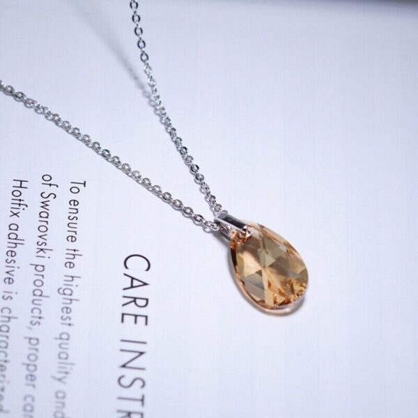 Silver Yellow Zircon Drops Pendant Necklace - Image 4