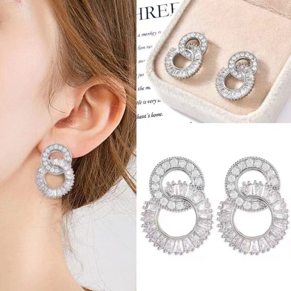 925 Silver Full Crystal Drop Stud Earrings - Image 4