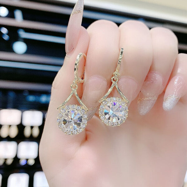 Dangle Drop Crystal 18k Gold Earrings - Image 4